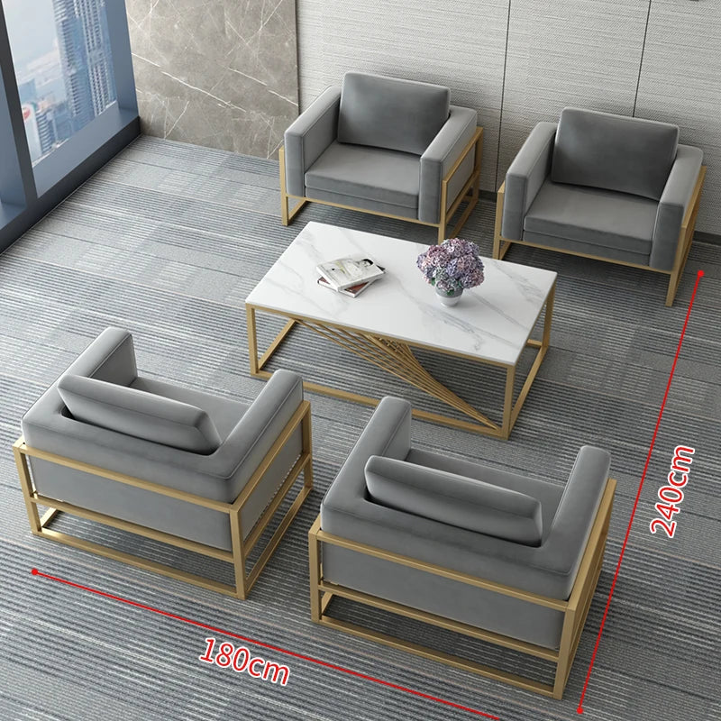 Lobby Sofa Chair Leisure Rest Area Meeting Reception Booth Sofa Table and Chair