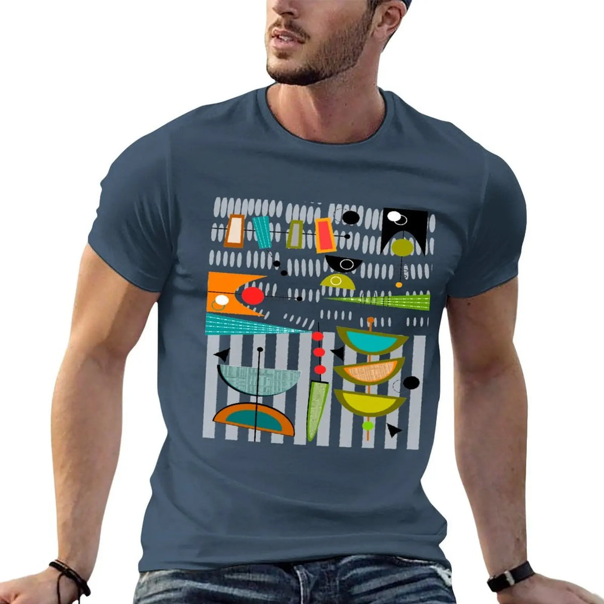 man cotton Modern shirt men Mid-century T-Shirt shirt 100% graphic #55 luxury t t brand Abstract