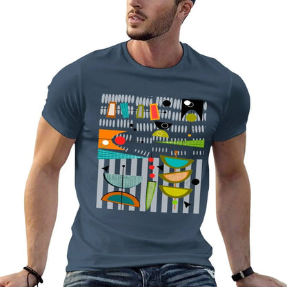 man cotton Modern shirt men Mid-century T-Shirt shirt 100% graphic #55 luxury t t brand Abstract