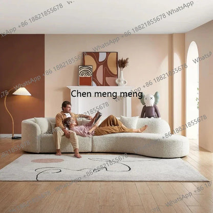 New arrive Cream Floor Living Room Sofas Curved Lounge Ergonomics Women Living Room Sofas White Minimalist Muebles Postmodern Fu