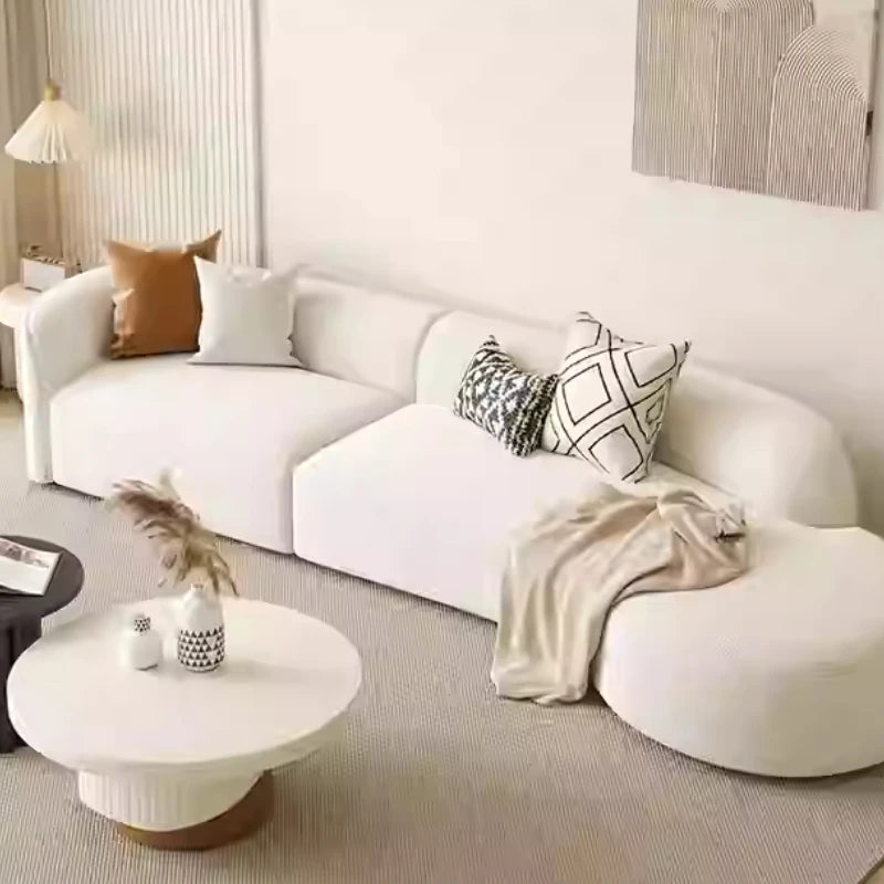 Cream Wind Sofa Modern Simple Aesthetics Designer Relaxing Sofa White Trendy Luxury Living Room Muebles Lounge Suite Furniture
