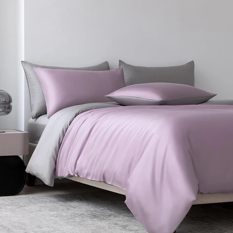 100% Mulberry Silk Bedding Set Solid Color Natural Silk Duvet Cover Set Twin King Queen Size Bed 3pcs/4pcs/5pcs Bed Sheet Set