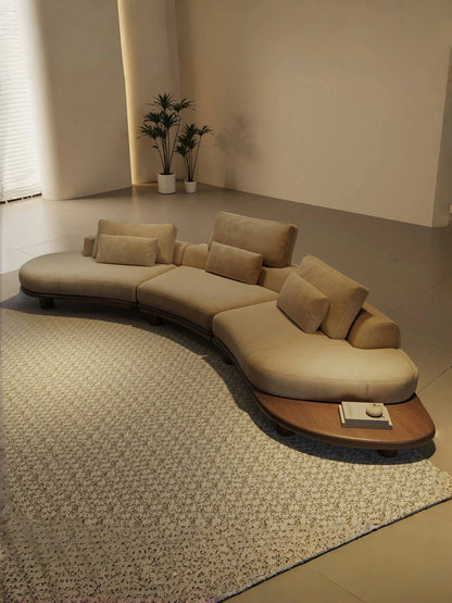 B73 Italian wabi-sabi palm beach fabric sofa living room modern simple curved light luxury, reception sofa