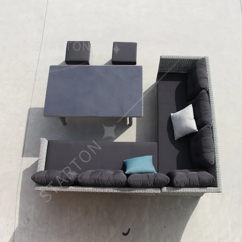 Modern Waterproof Aluminum Alloy Garden Wicker Patio Sofa Set Outdoor Rattan Furniture for Terrace Hotel & Living Room