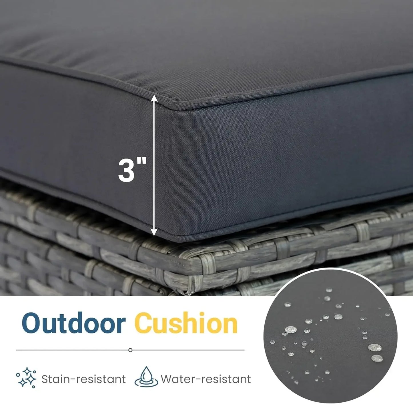 [New Arrival!]5-Pieces Outdoor Patio Furniture Set, All Weather Wicker Rattan Sectional Sofa, Patio Conversation Set with Cushio