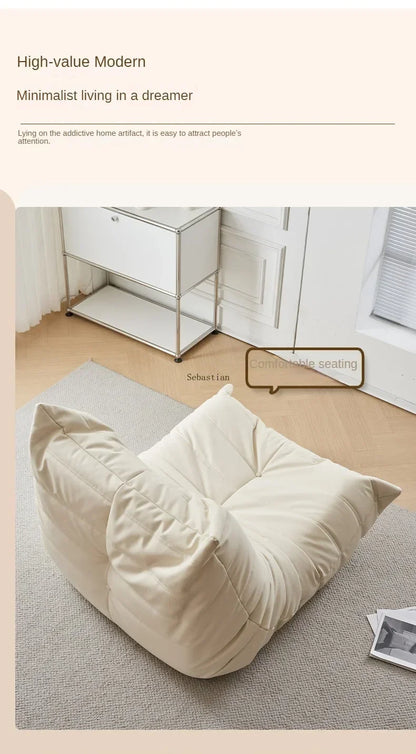 Single Casual Sofa Chair with Cat Scratch Leather Nordic Togo Lazy Caterpillar Sofa Bedroom Living Room Balcony Suede Sofa