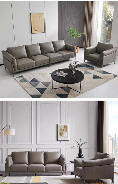 Italian simple style small apartment living room leather sofa