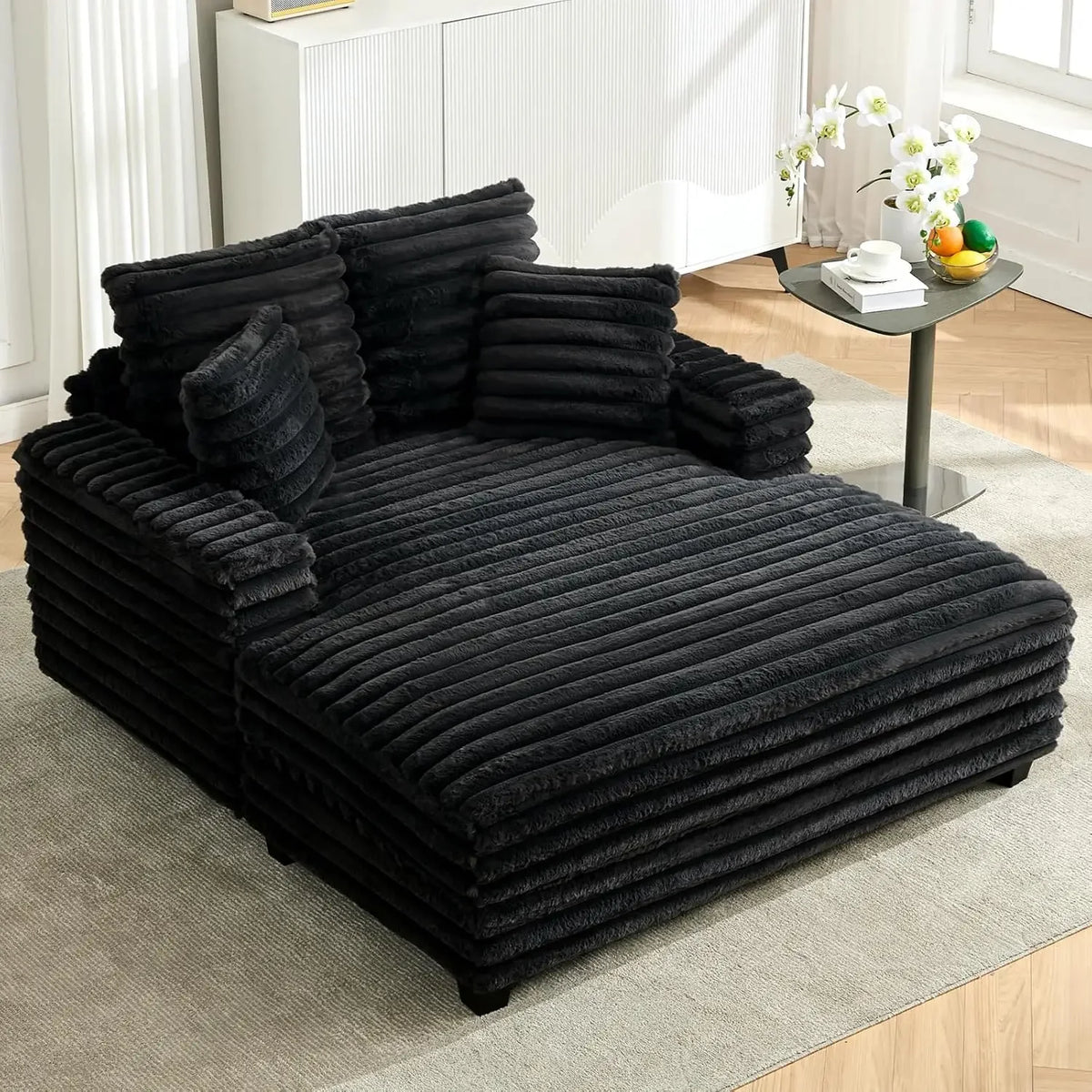 Nordic Sofabed Vacuum Compression Sofa Bed Modern Simple Lazy Sofa Bed  Thick Strip Velvet Large Sofa Bed Living Room Furniture