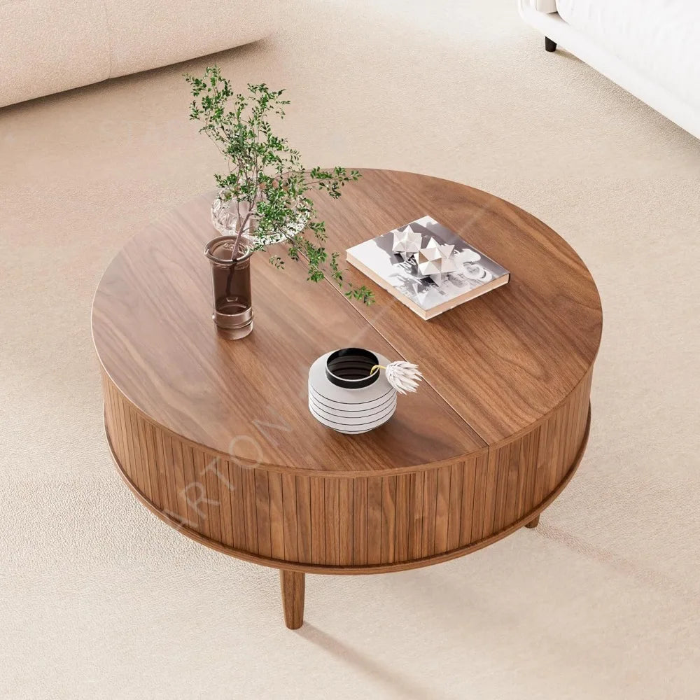 Coffee Table with Storage, Mid Century Modern Coffee Table for Home Small Space