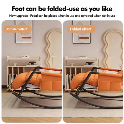 Living Room Reclining Rocking Chair Soft Removable Cushion Lounge Chair with Foldable Footrest Modern Home Office Relaxing Chair