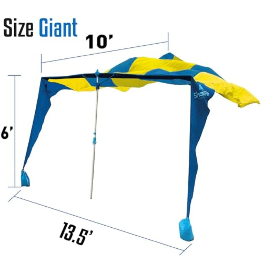 Shark FIN Shade Beach Tent Wind Sun Canopy Portable Easy Set Up UPF 50+ No Assembly Required 3-30 MPH - 1 to 8 People - Tie Dow