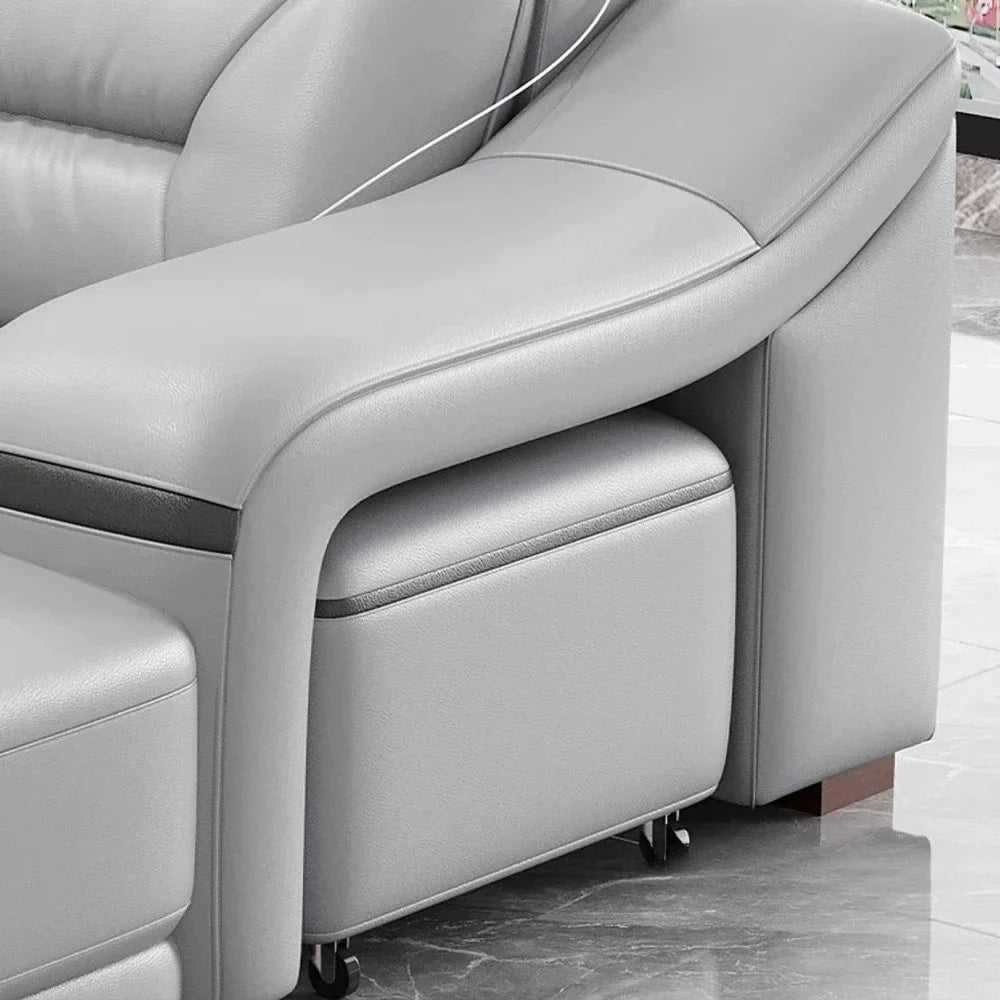 MINGDIBAO Genuine Leather Living Room Sofa Set Power Reclining Couch Electric Recliners with Stool Seating Room, Sofa Reclinable