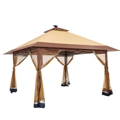 One-Push Instant Setup 13x13ft Pop Up Gazebo Tent with Mosquito Net, UPF 50+ Waterproof Canopy for Backyard,Camping, BBQs