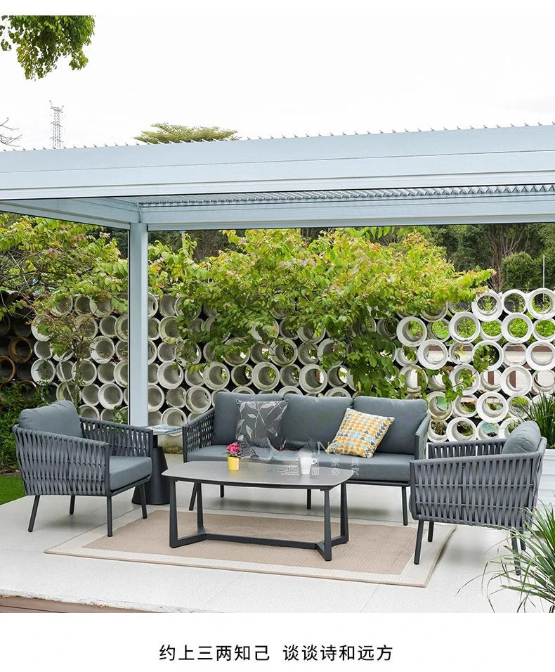 Outdoor villa courtyard rattan sofa furniture hotel bed and breakfast balcony sofa chair bed and breakfast terrace garden sofa c