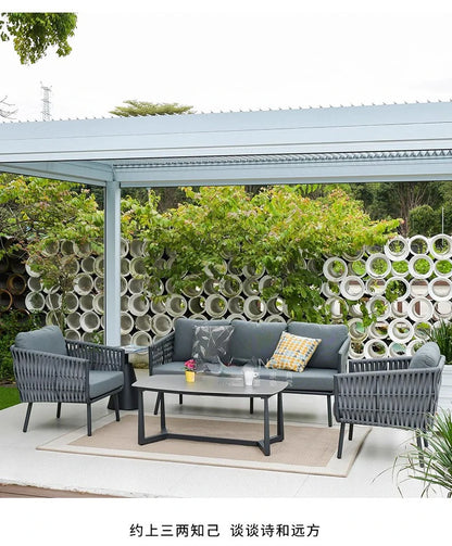 Outdoor villa courtyard rattan sofa furniture hotel bed and breakfast balcony sofa chair bed and breakfast terrace garden sofa c