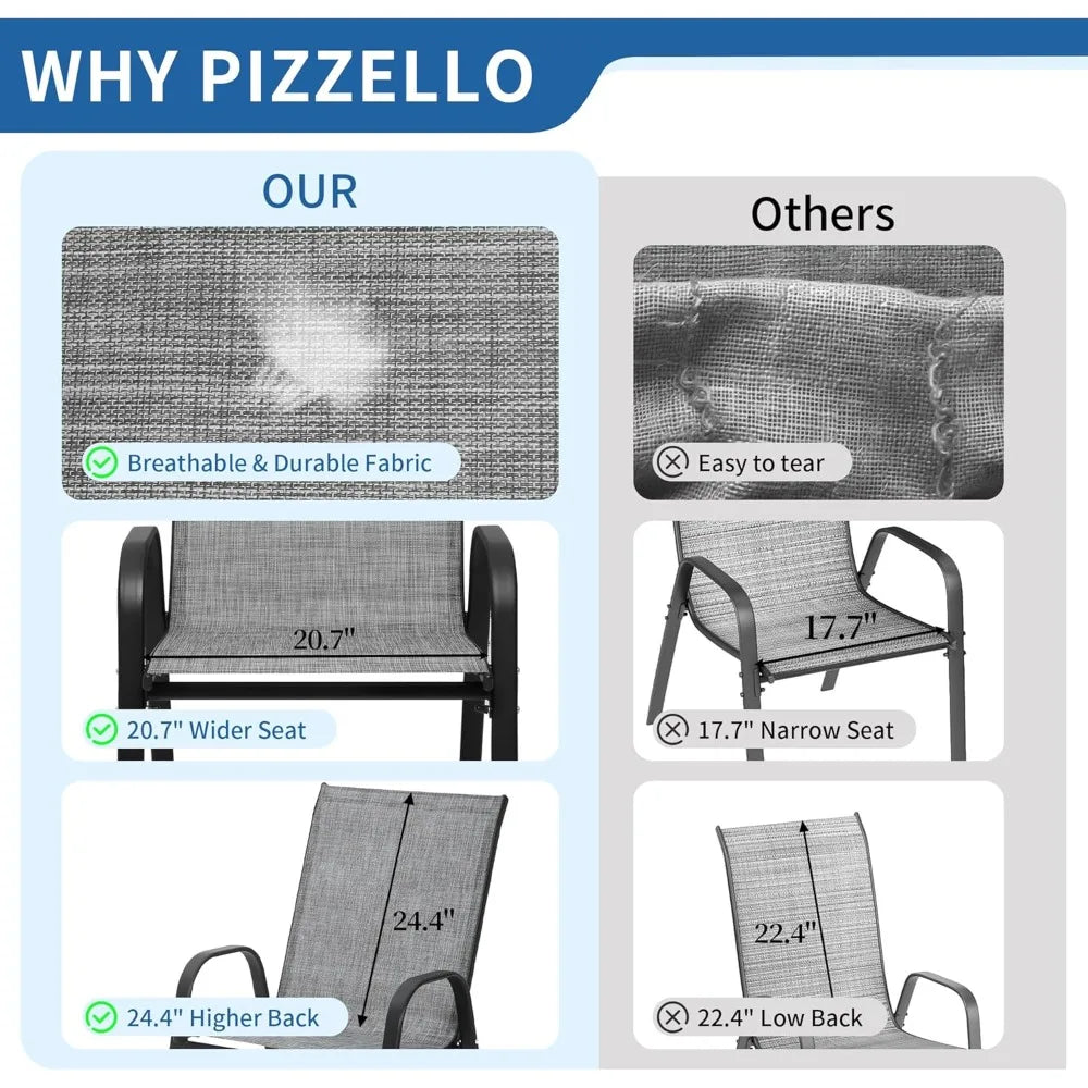 Patio Chairs Set of 8 - Outdoor Stackable Dining Chairs for All Weather - Lightweight Textilene Outdoor Chair Sets