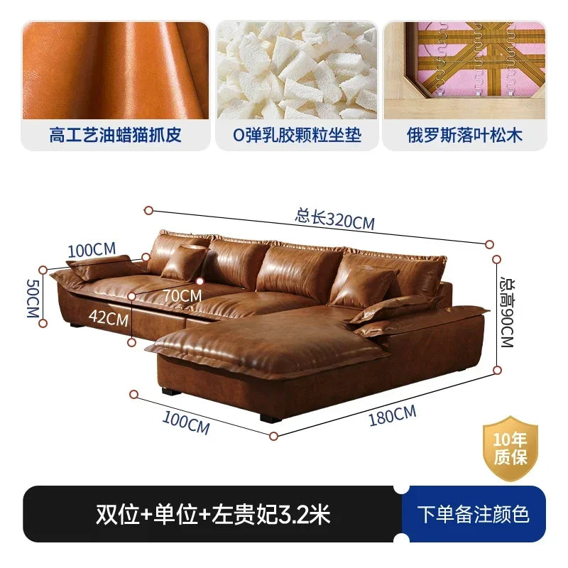 Large Size Leather Living Room Sofas Love Seat Nordic Modern Minimalist Living Room Sofas Relaxing Sillon Cama Trendy Furniture