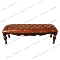 Simple American bedside stool, bedroom walnut leather solid wood bedside stool