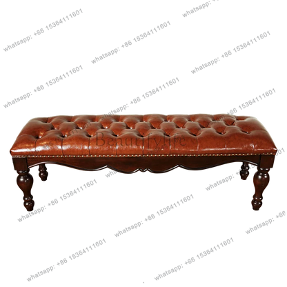Simple American bedside stool, bedroom walnut leather solid wood bedside stool