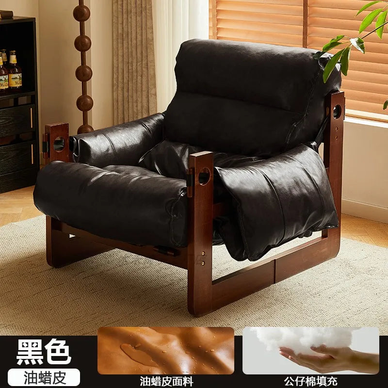 Solid wood sofa chair single chair in living room antique leisure chair