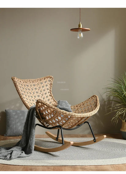 Modern Rattan Living Room Chairs Leisure Lazy Back Sofa Home Lounge Chair Outdoor Balcony Rocking Chair Living Room Furniture