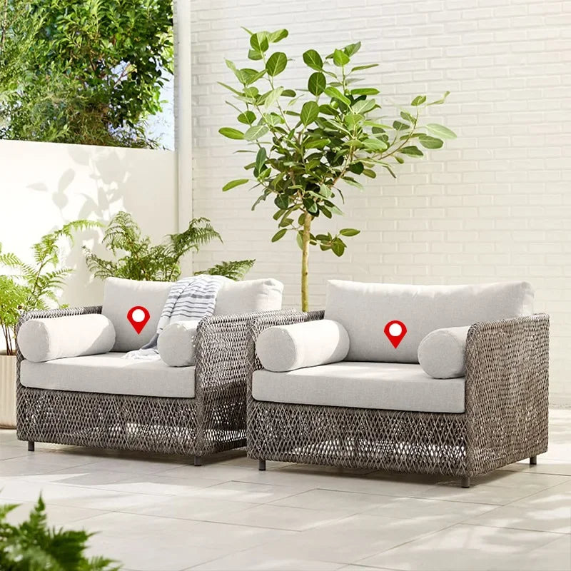 Asmt52 Southeast Asian Style Outdoor Rattan Sofa for Courtyard, Balcony, Garden, Terrace, Designer Sunroom, Leisure Rattan Sofa