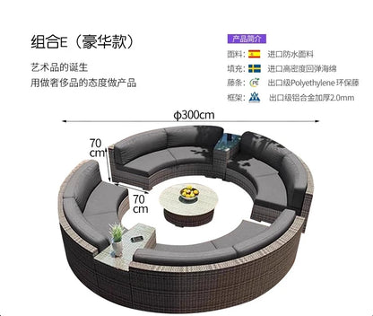 furniture sofa combination garden terrace leisure rattan circular courtyard outdoor open-air rattan chair for living room