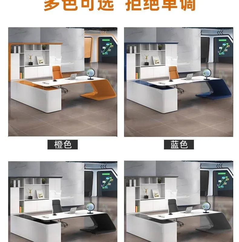 L Shaped Wooden Designer Office Desks Modern Luxury Drawers Large Computer Desks Asthetic Study Escritorio Office Furniture