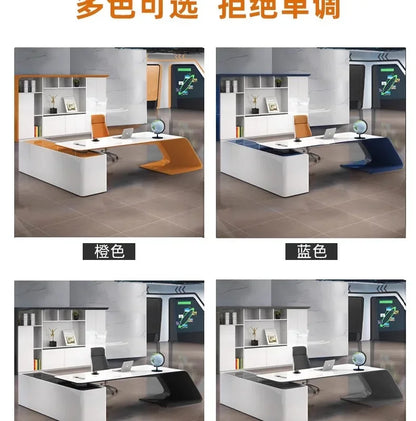 L Shaped Wooden Designer Office Desks Modern Luxury Drawers Large Computer Desks Asthetic Study Escritorio Office Furniture
