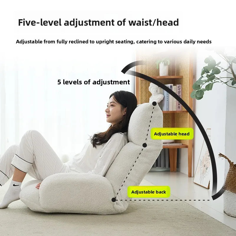 Folding lazy sofa,lounge chair,winter family bedroom balcony leisure chair,velvet fabric, adjustable backrest chair,soft cushion