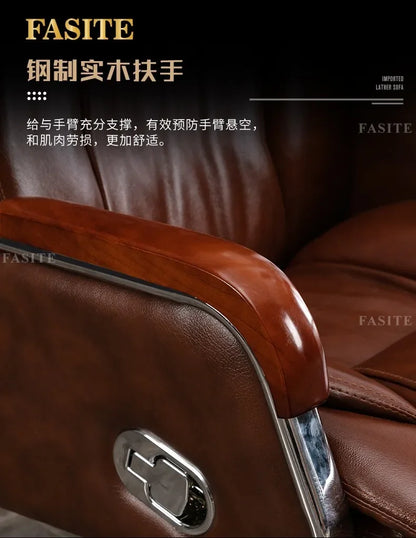 Retro Executive Leather Chair Armchairs Editor Choises Fashion Aluminium Office Chair Working Relax Silla Escritorio