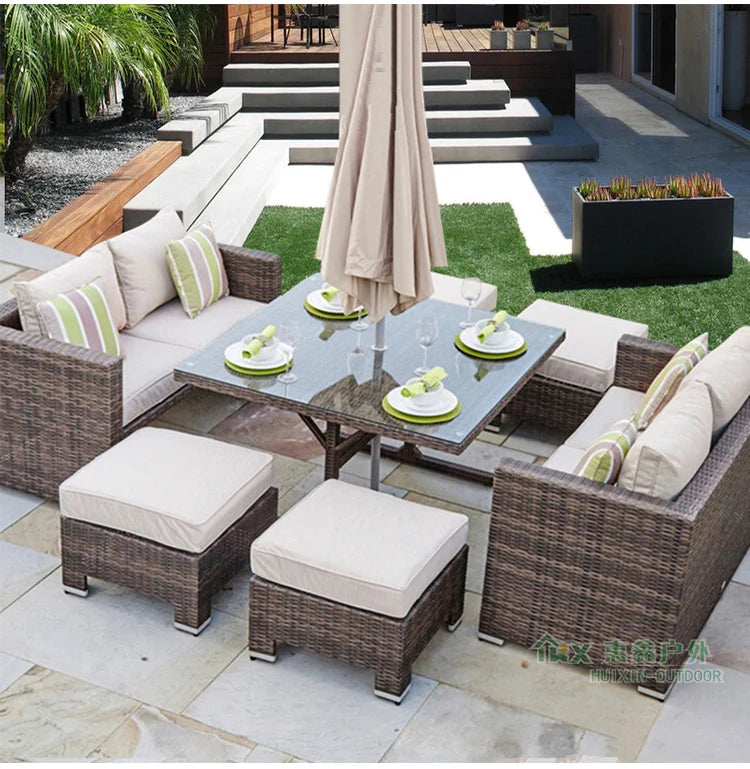 Outdoor rattan tables and chairs balcony rattan sofa courtyard leisure rattan art