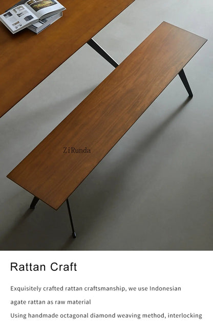 Japanese-style wabi-sabi wind all-solid wood bench light luxury household dining table living room shoe changing stool