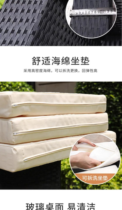 Outdoor sofa combination courtyard garden balcony rattan table and chairs terrace waterproof and sun protection outdoor
