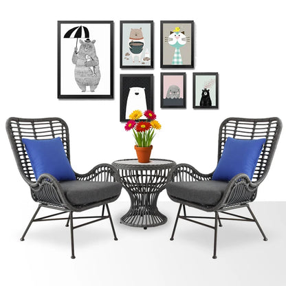 Rattan Patio Furniture Set Outdoor Wicker Bistro Chairs for Garden Use