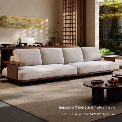 Sofa black walnut solid wood Italian minimalist living room