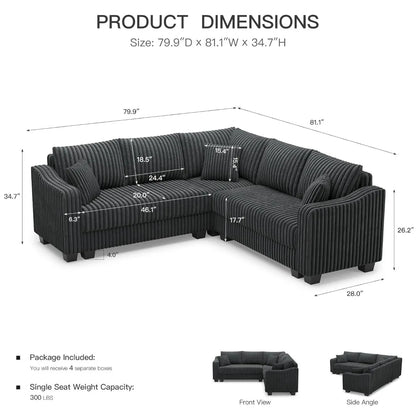 Convertible Sectional Couch with Chaise Corner Sectional Sofa L Shaped Couch Reversible Corner Upholstered Couches, Customized