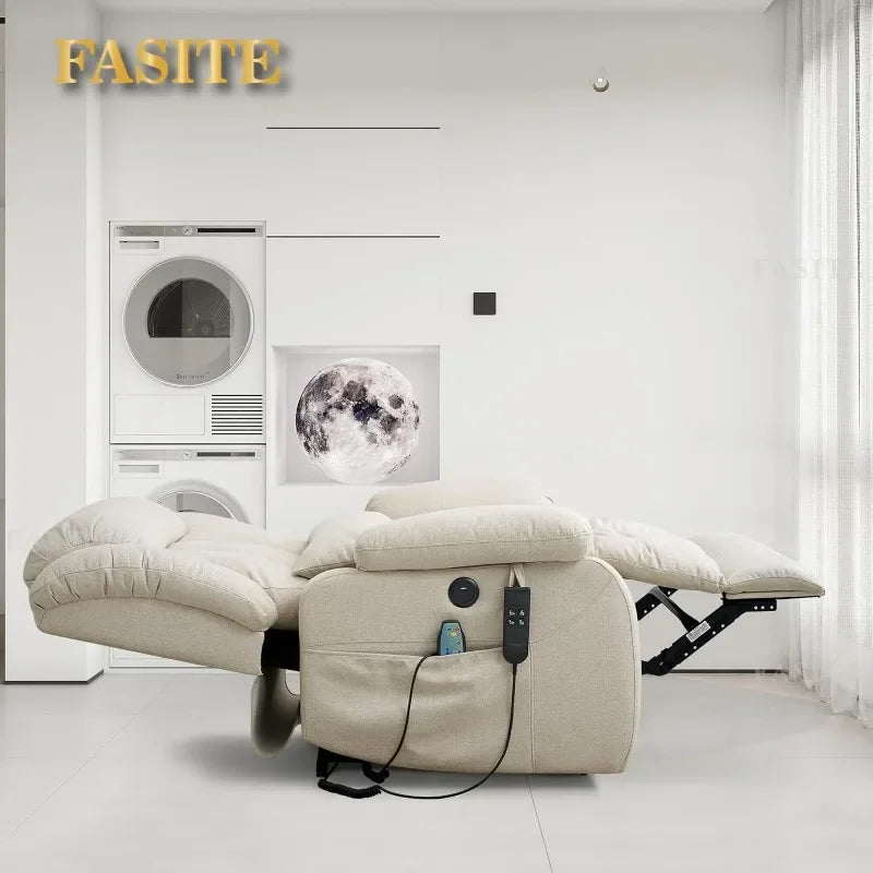 Infinite Position Power Lift Chair Lay Flat Recliner Dual Motor Sleeper Chair With Massage And Heating For Elderly Controllable