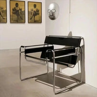 Bauhaus Tubular Steel Leather Sling Chair Mid Century Modern Lounge Armchair Iconic Minimalist Accent Seating