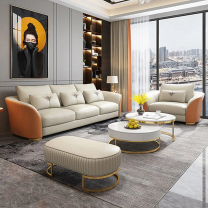 Ensemble de canapés modulaires en cuir, Design italien, maison de luxe, meubles de Villa, cadre en bois, grand canapé sectionnel pour salon