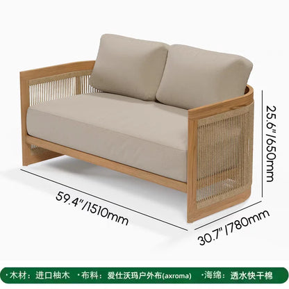 Reception Outdoor Garden Sofas Living Room Simple Backrest Modern Garden Sofas Homestay Wood Furniture Sofá Jardín MHHYSF