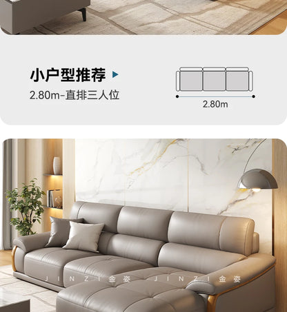 LMM living room modern simple leather sofa light luxury combination large and small apartment leather art
