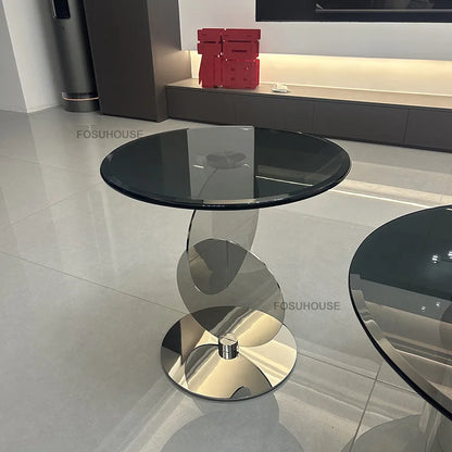 Nordic Light Luxury Coffee Tables Glass Side Table Designer Stainless Steel Corner Table Home Furniture Living Room Coffee Table