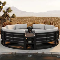 Outdoor Waterproof Sun Protection Garden Sofas Curved Outdoor Sofa Aluminum Alloy Courtyard Villa Reception Sofa Coffee Table Z