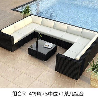 Terrace Modern Garden Sofas Outdoor Combination Courtyard Nordic Garden Sofas Waterproof Pe Rattan Furniture Sofá Jardín MHHYSF