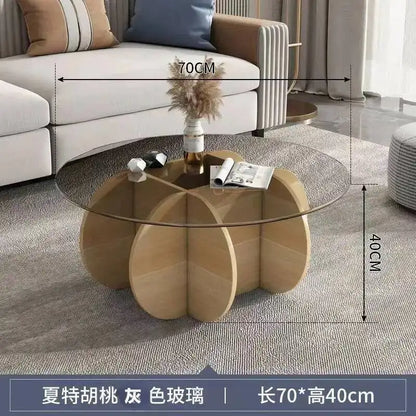 Table basse de salon ronde en verre trempé, design créatif, résistante aux hautes températures, style luxe