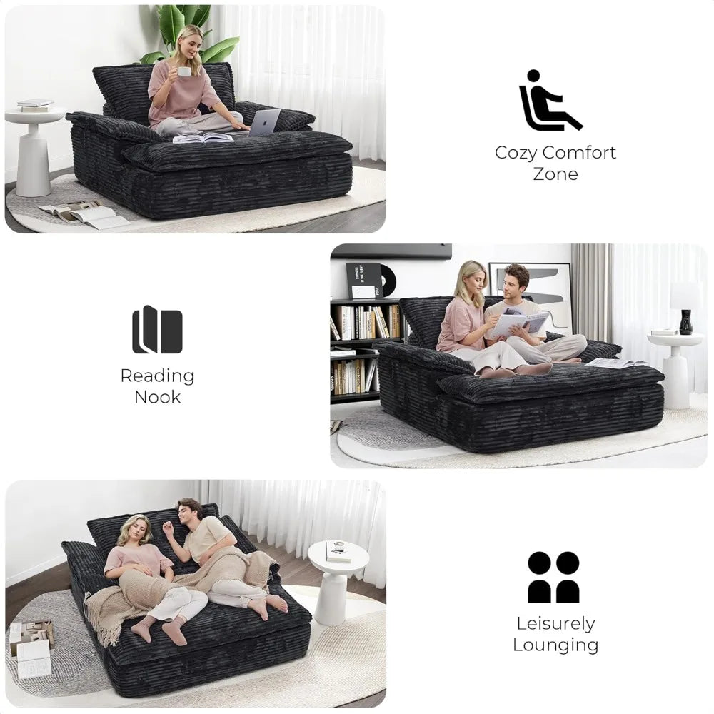 Nordic Sofabed Vacuum Compression Sofa Bed Modern Simple Lazy Sofa Bed  Thick Strip Velvet Large Sofa Bed Living Room Furniture