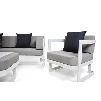 #v White Modern Cheap Patio Conversation Loveseat Couch Furniture Outdoor Garden Aluminum Sectional Sofa Set on Sale