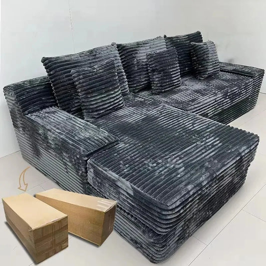 Wholesale Modern Living Room Furniture L-Shaped Sofa Compression Sofa Bed Combination Foam Sofa Compression