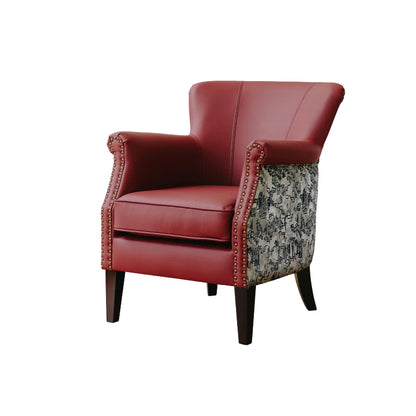 Burgundy leather leisure chair medieval single sofa American retro tiger chair living room single chair balcony